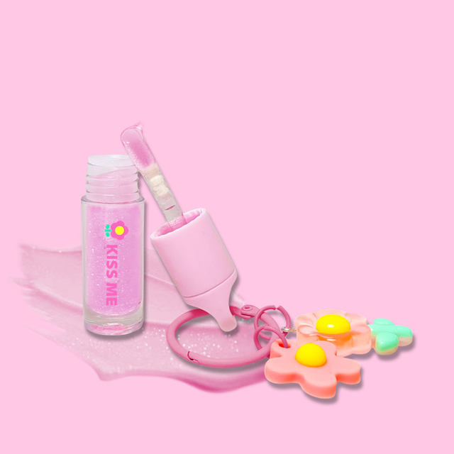 粉紅色鑰匙鏈陰險保濕唇彩