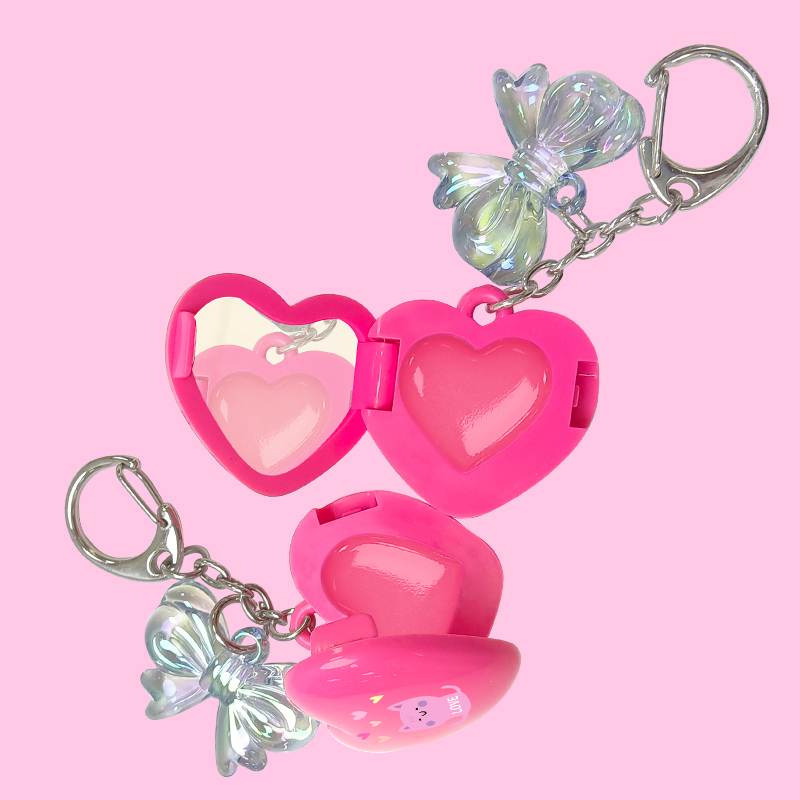 可愛迷你心形唇彩帶鑰匙扣含鏡片型號：C1239